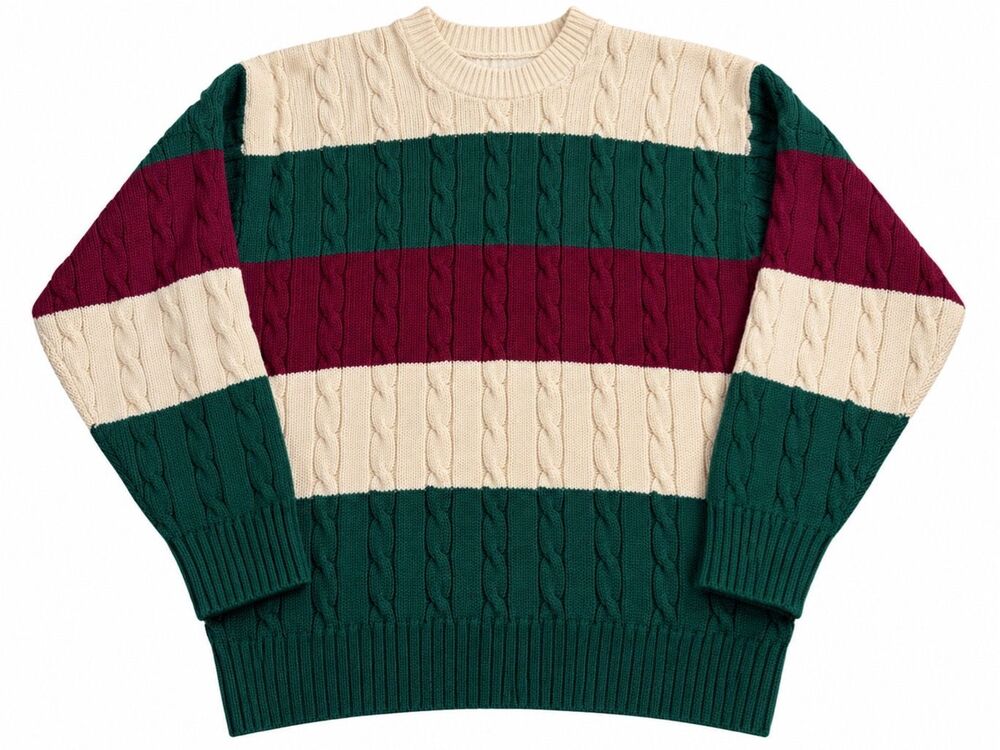 Woodward Vintage Cable Knit Crewneck Colorblock Sweater Men’s Size Large